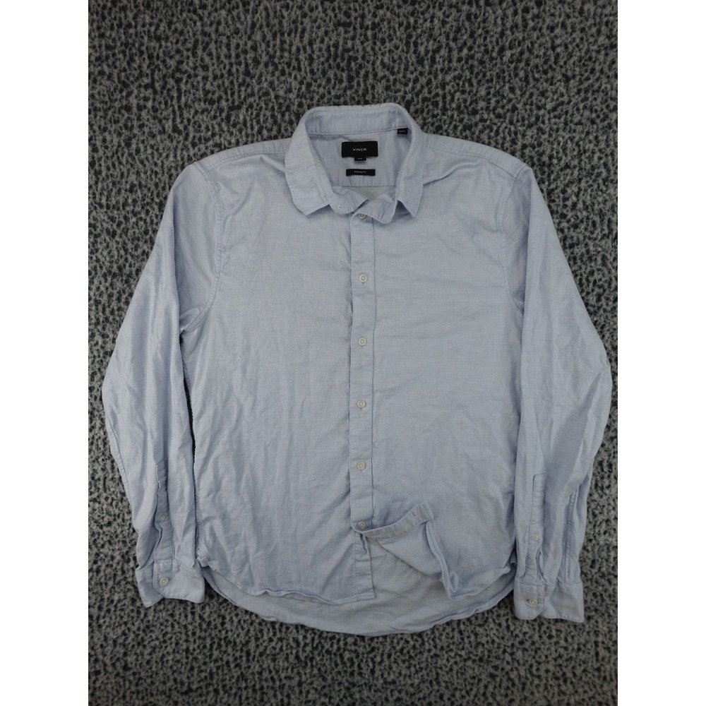 Vince Button Down Shirt‎ Mens Medium Light Blue Good Classic Fit Long Sleeve
